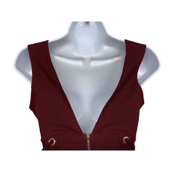 Iris Women's size S Maroon Bodycon Lace It Sideways Dress Stretch Nightclub Sexy - Picture 10 of 12